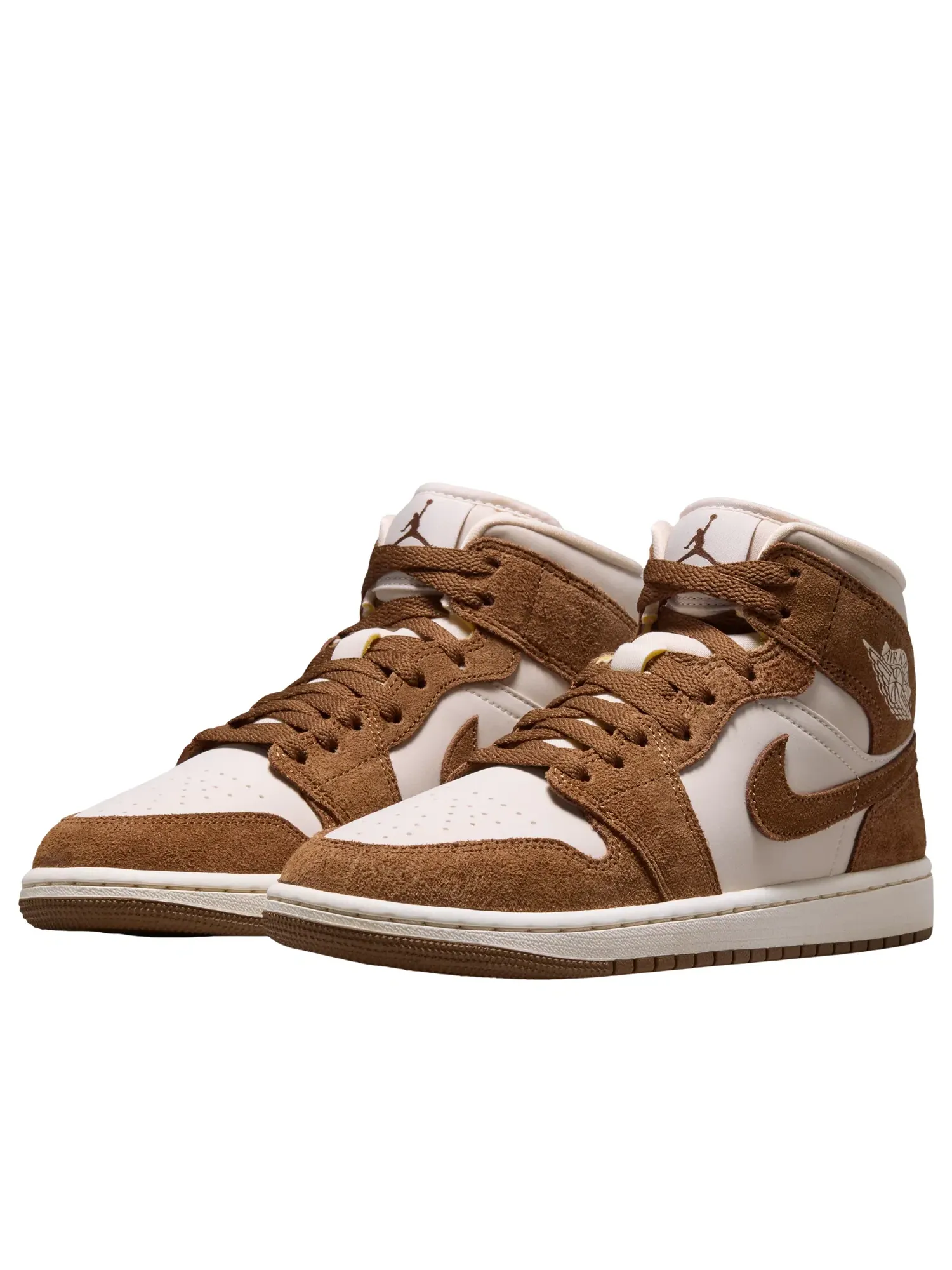 Женские кроссовки с кожаным верхом Air Jordan 1 Mid Light British Tan Choke — изображение 5 из 7, бежевый
