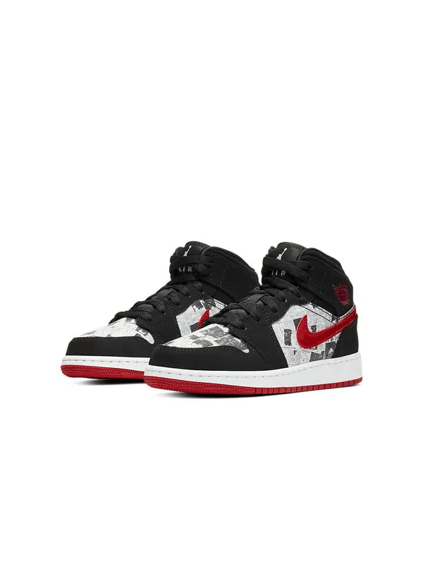 Кроссовки 1 средний размер Air Jordan — изображение 2 из 4, черный/красный/белый