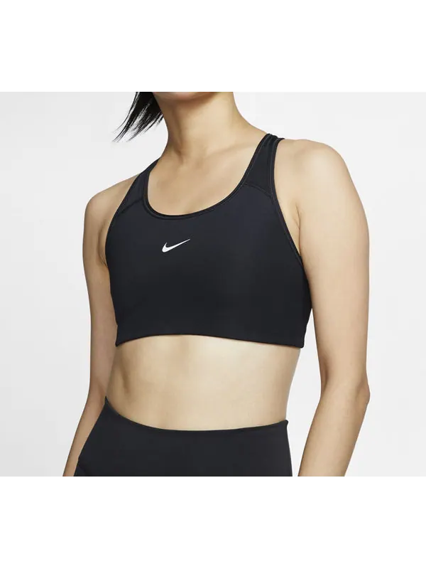 Кроссовки swoosh medium-support 1-piece pad sports bra Nike — изображение 2 из 3, черный