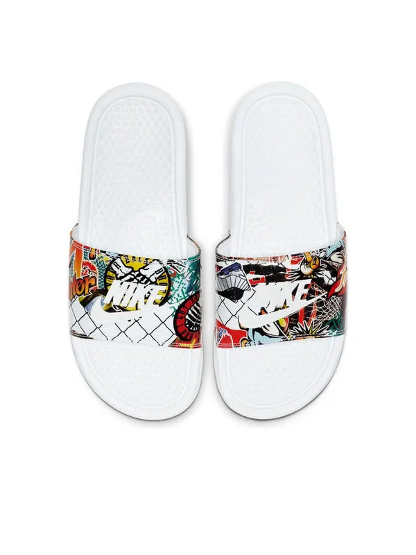 Тапочки benassi jdi print slide 'china hoop dreams' Nike — изображение 3 из 4, белый