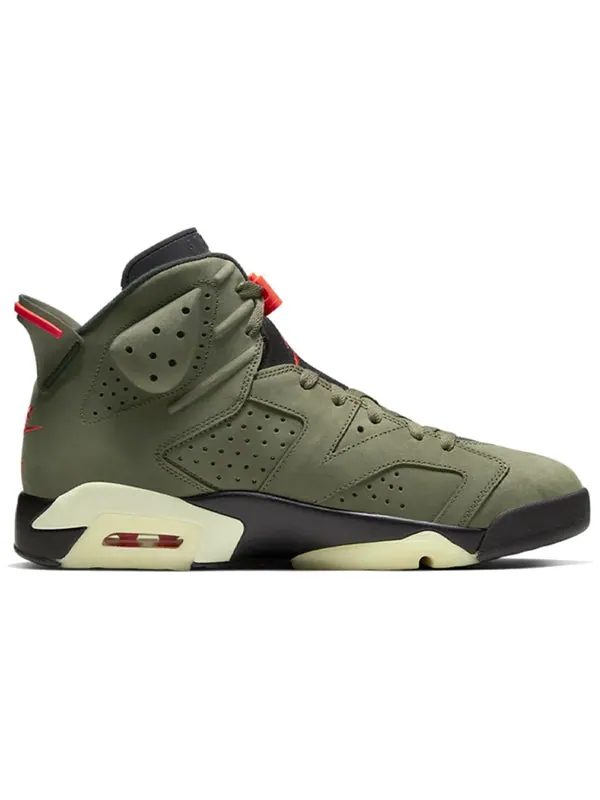 Кроссовки 6 retro x travis scott 'olive' Air Jordan — изображение 2 из 4, оливковый/-черный
