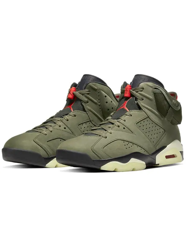 Кроссовки 6 retro x travis scott 'olive' Air Jordan — изображение 3 из 4, оливковый/-черный