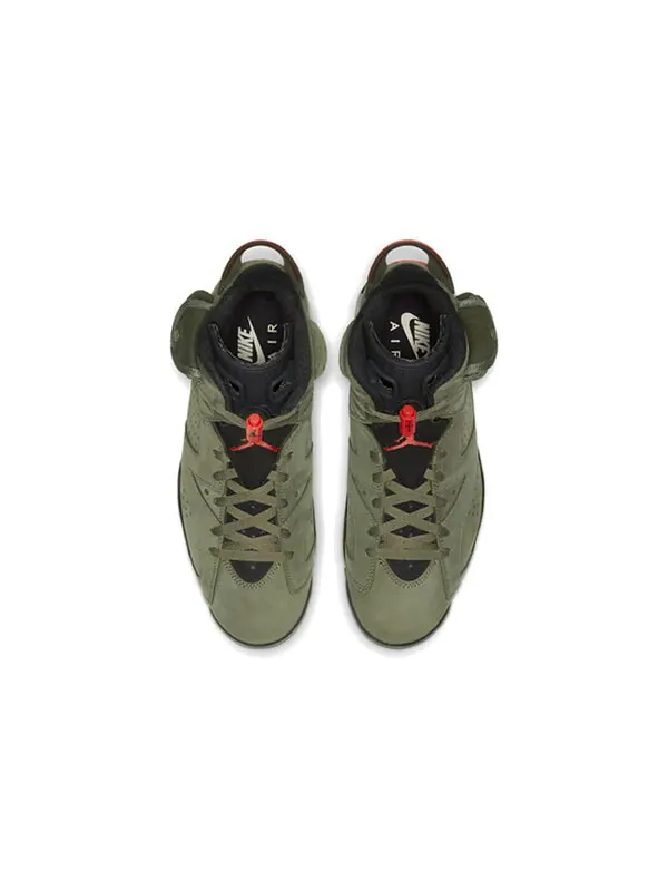 Кроссовки 6 retro x travis scott 'olive' Air Jordan — изображение 4 из 4, оливковый/-черный