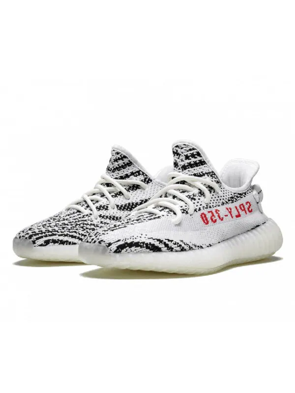 Кроссовки yeezy boost 350 v2 'zebra' Adidas — изображение 2 из 4, белый//красный