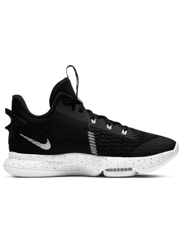 Кроссовки Nike LeBron Witness 5 EP 'Black Metallic Silver' — изображение 2 из 4, черный/белый