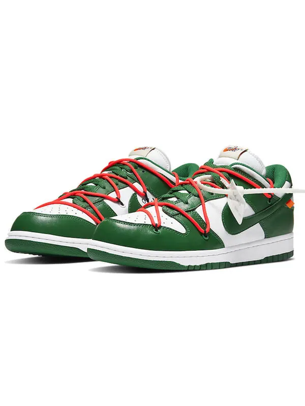 Кроссовки x off white dunk low Nike — изображение 3 из 4, зеленый/белый/оранжевый