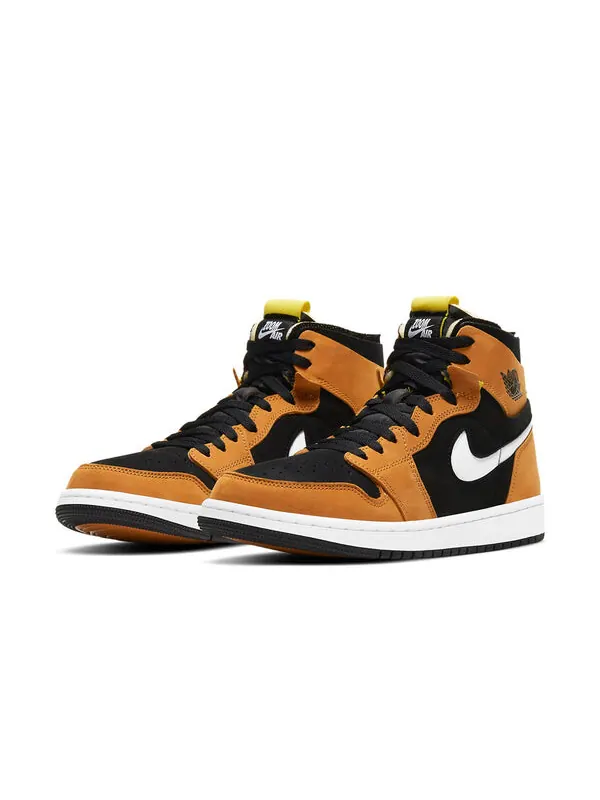 Кроссовки 1 высокие zoom комфорт Air Jordan — изображение 3 из 4, черный/белый//желтый