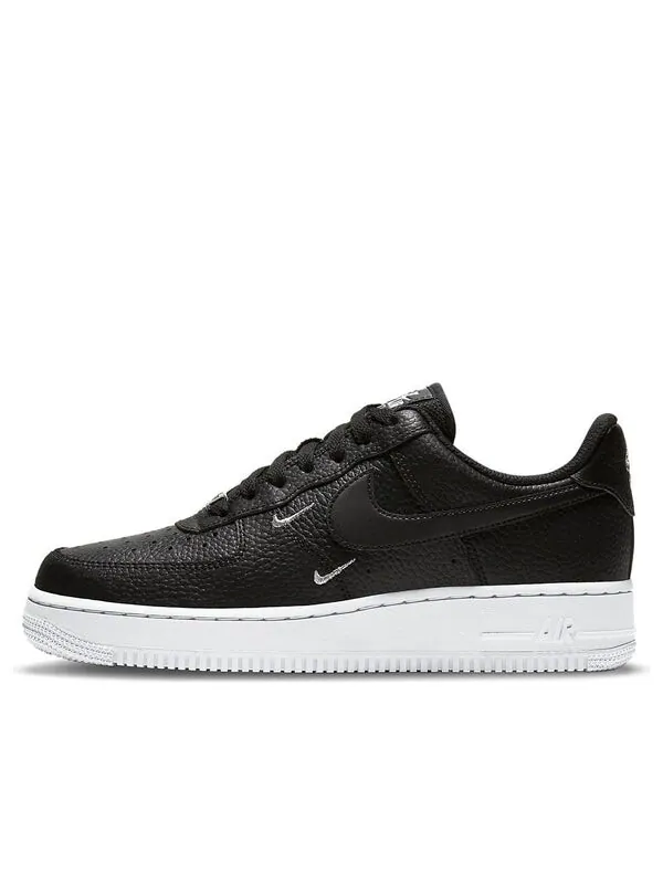 Кроссовки air force 1 '07 essential 'tumble leather - black' Nike — изображение 1 из 4, черный/серебристый