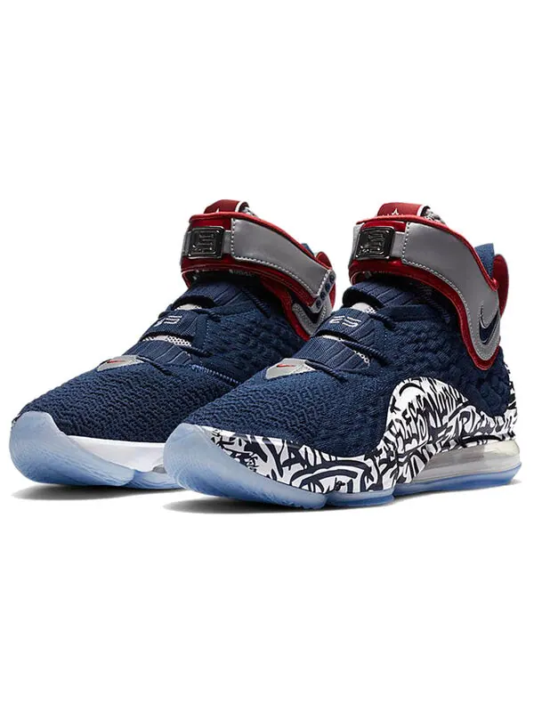 Кроссовки Nike LeBron 17 EP 'LeBron 4 Cold Blue Graffiti' — изображение 3 из 4, темно-синий//белый