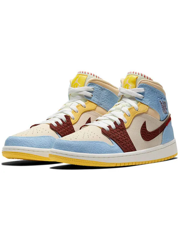 Кроссовки 1 mid se x maison chateau rouge 'fearless' Air Jordan — изображение 3 из 4, бледный/-синий