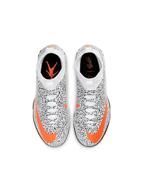 Кроссовки jr. mercurial superfly 7 academy cr7 safari tf turf 'black white orange' Nike — изображение 4 из 4