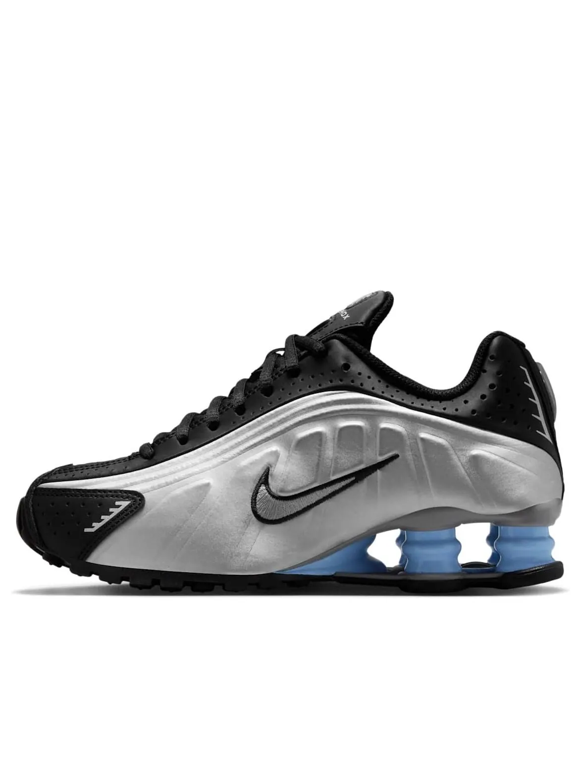Кроссовки (GS) Nike Shox R4 'Metallic Silver Black Psychic Blue' — изображение 1 из 6, серебряный
