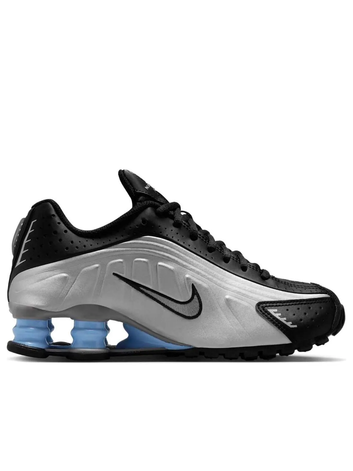 Кроссовки (GS) Nike Shox R4 'Metallic Silver Black Psychic Blue' — изображение 2 из 6, серебряный