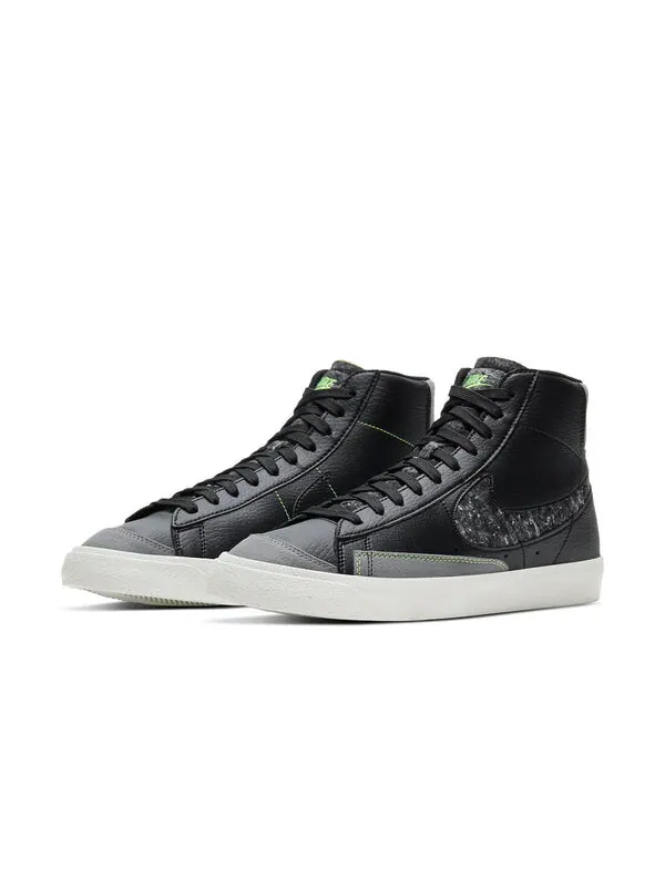 Кроссовки blazer mid '77 vintage 'recycled wool pack - black electric green' Nike — изображение 3 из 4, черный/серый/зеленый