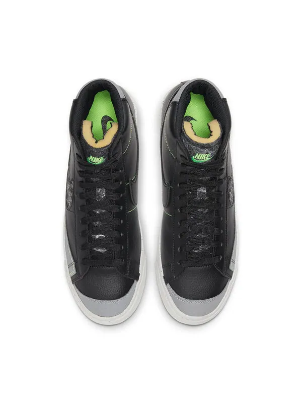 Кроссовки blazer mid '77 vintage 'recycled wool pack - black electric green' Nike — изображение 4 из 4, черный/серый/зеленый