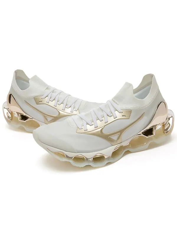 Кроссовки x sorayama wave prophecy 'white grey gold' Mizuno — изображение 3 из 4, белый/серый/золотистый