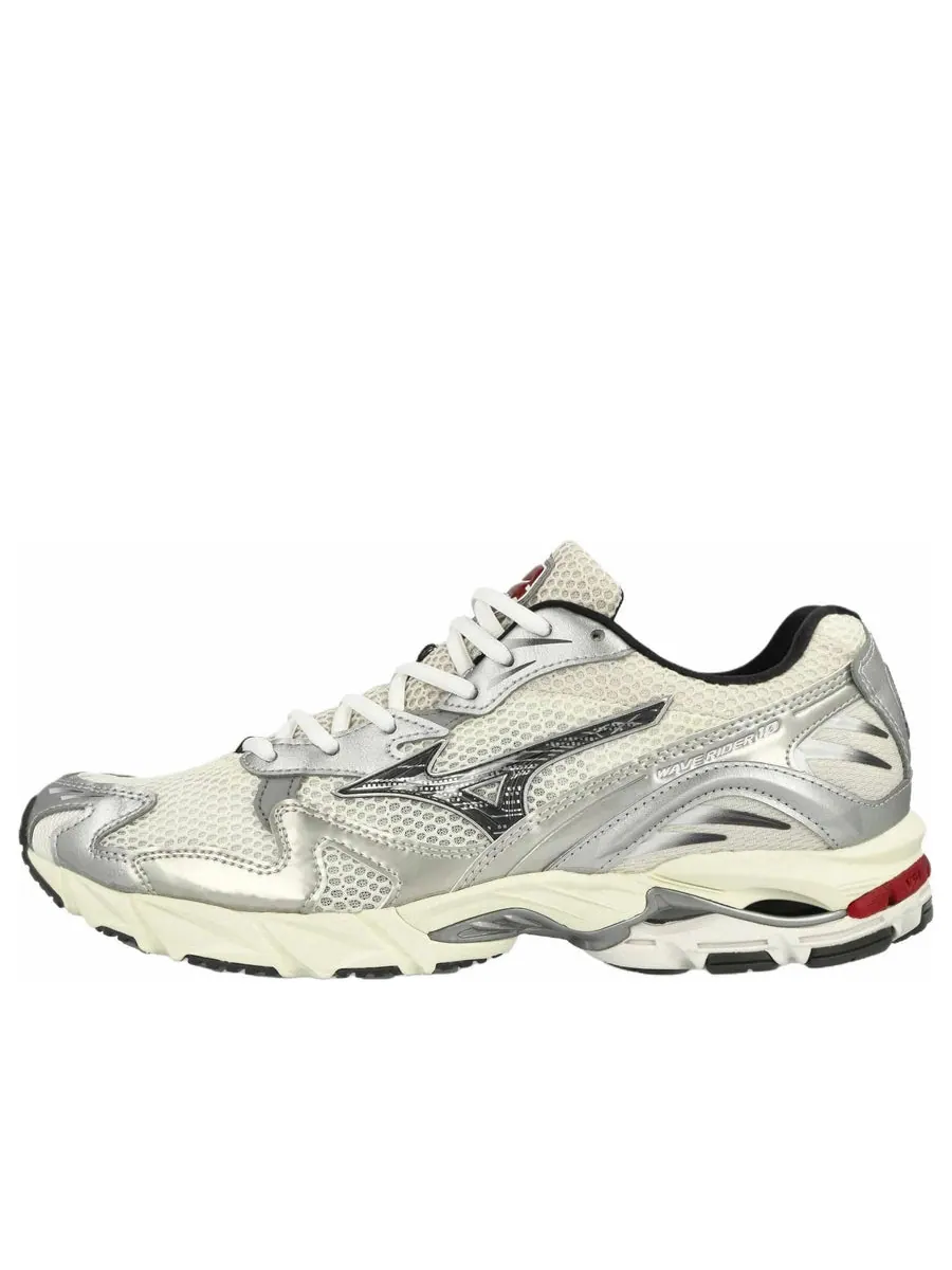 Кроссовки Mizuno Wave Rider 10 'White Black Rythmic Red' — изображение 1 из 5, серебряный