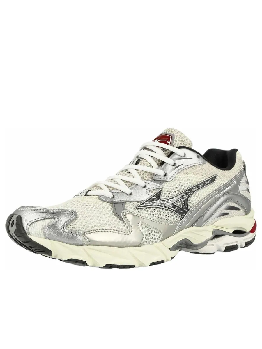 Кроссовки Mizuno Wave Rider 10 'White Black Rythmic Red' — изображение 2 из 5, серебряный