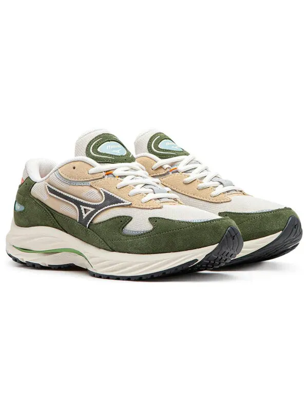 Кроссовки sports style wave rider 'white green' Mizuno — изображение 3 из 4, зеленый/бежевый