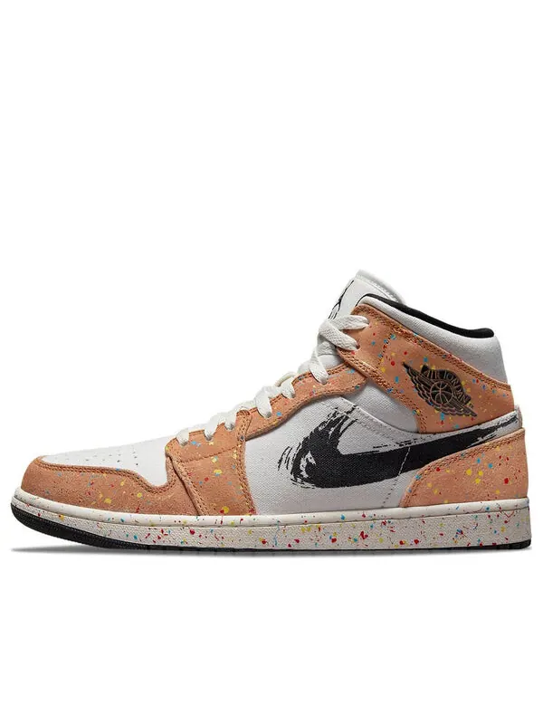 Кроссовки 1 mid se 'brushstroke paint splatter' Air Jordan — изображение 1 из 4, черный//красный