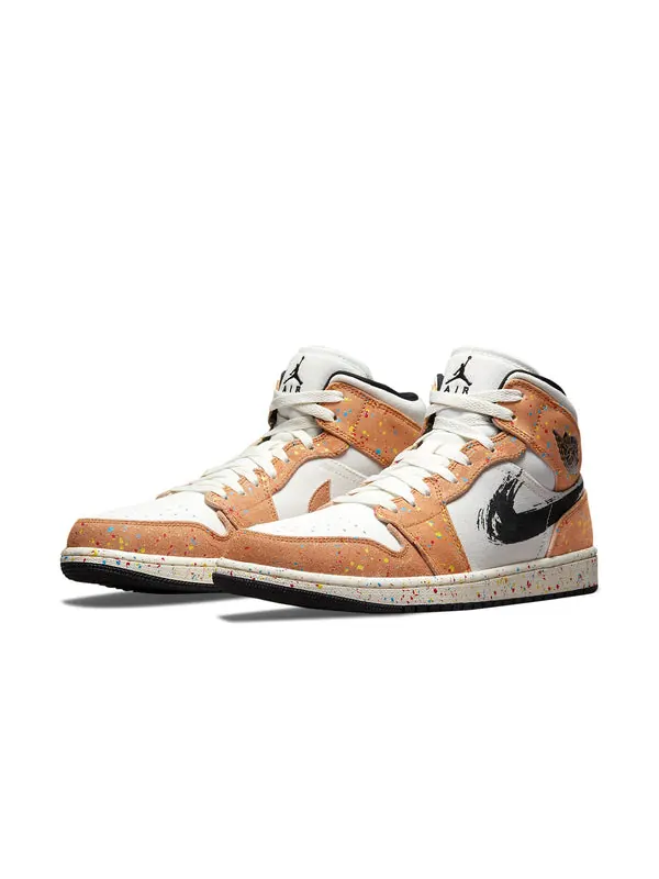 Кроссовки 1 mid se 'brushstroke paint splatter' Air Jordan — изображение 3 из 4, черный//красный