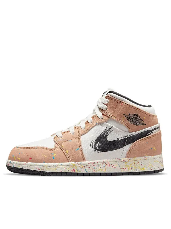 Кроссовки 1 mid se 'brushstroke paint splatter' Air Jordan — изображение 1 из 4, черный--красный