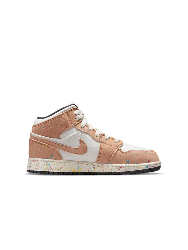 Кроссовки 1 mid se 'brushstroke paint splatter' Air Jordan — изображение 2 из 4, черный--красный