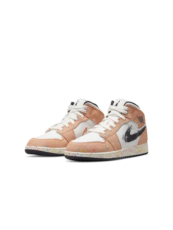 Кроссовки 1 mid se 'brushstroke paint splatter' Air Jordan — изображение 3 из 4, черный--красный