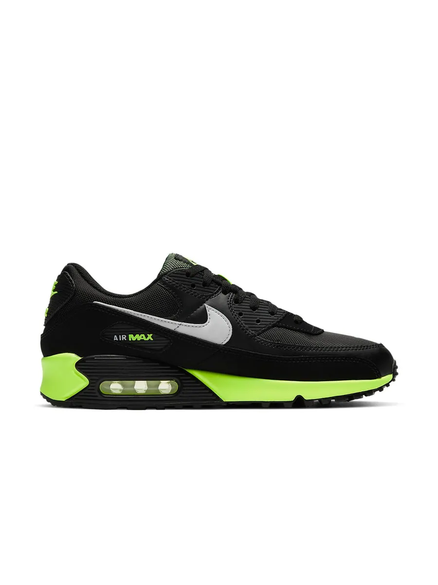 Беговые кроссовки Nike Air Max 90 'Black Hot Lime' — изображение 2 из 6, черный