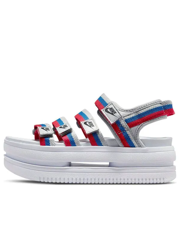 Тапочки icon classic velcro thick sole stylish sports white blue red sandals 'white blue red' Nike