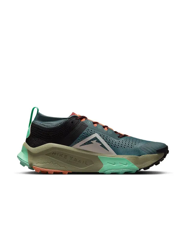 Кроссовки zoomx zegama Nike — изображение 2 из 4, зеленый/черный/оранжевый