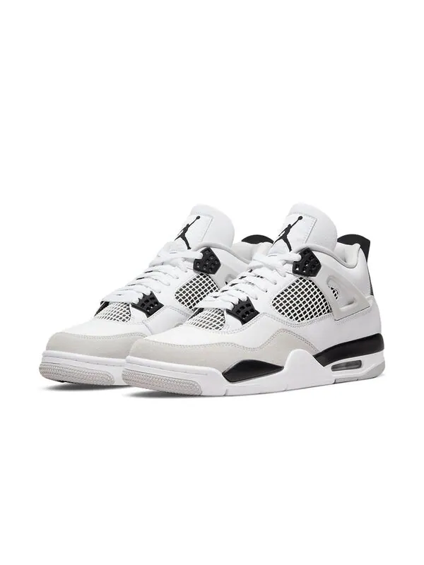 Кроссовки 4 retro 'military black' Air Jordan — изображение 3 из 4, белый/черный/серый