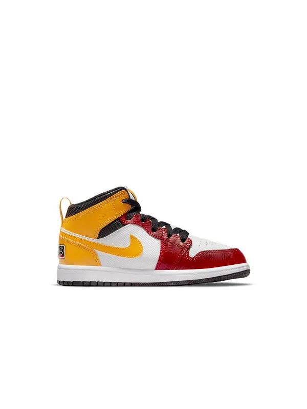 Кроссовки 1 средний размер Air Jordan — изображение 2 из 4, белый/красный/желтый