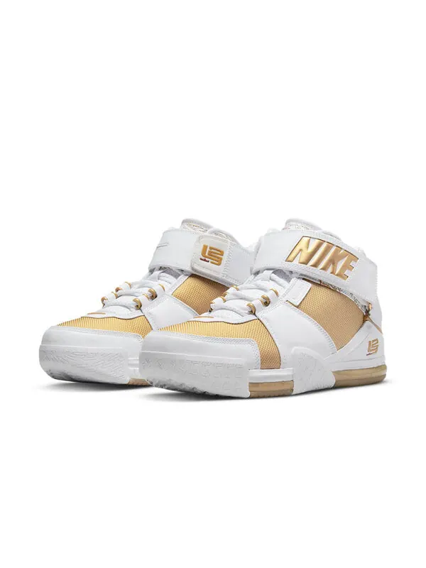 Кроссовки zoom lebron 2 retro 'maccabi' 2022 Nike — изображение 3 из 4, белый/золотистый