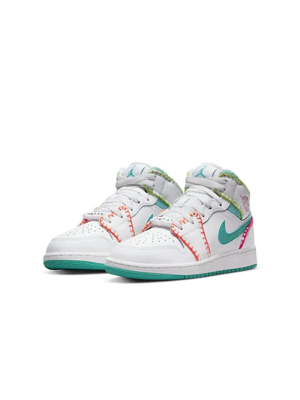Кроссовки 1 средний размер Air Jordan — изображение 3 из 4, белый/зеленый