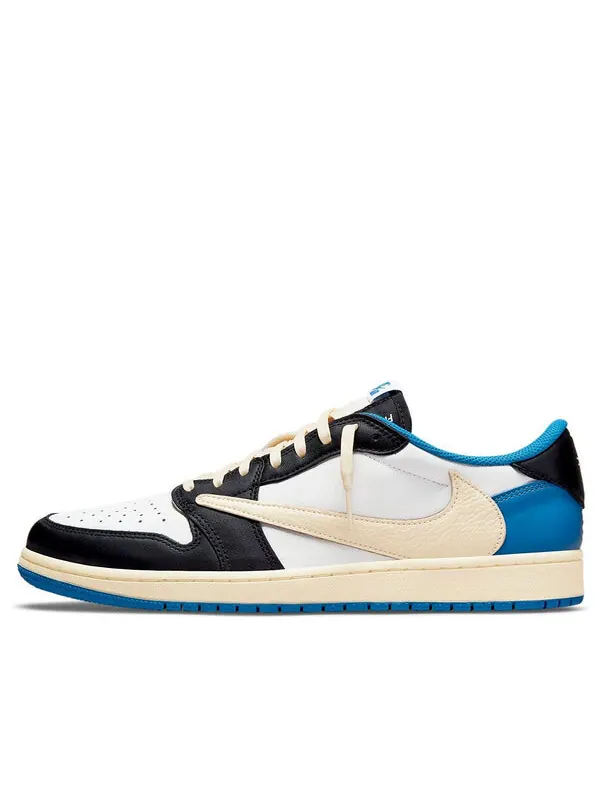 Кроссовки 1 retro low x fragment design x travis scott x 'sail black military blue' Air Jordan — изображение 1 из 4
