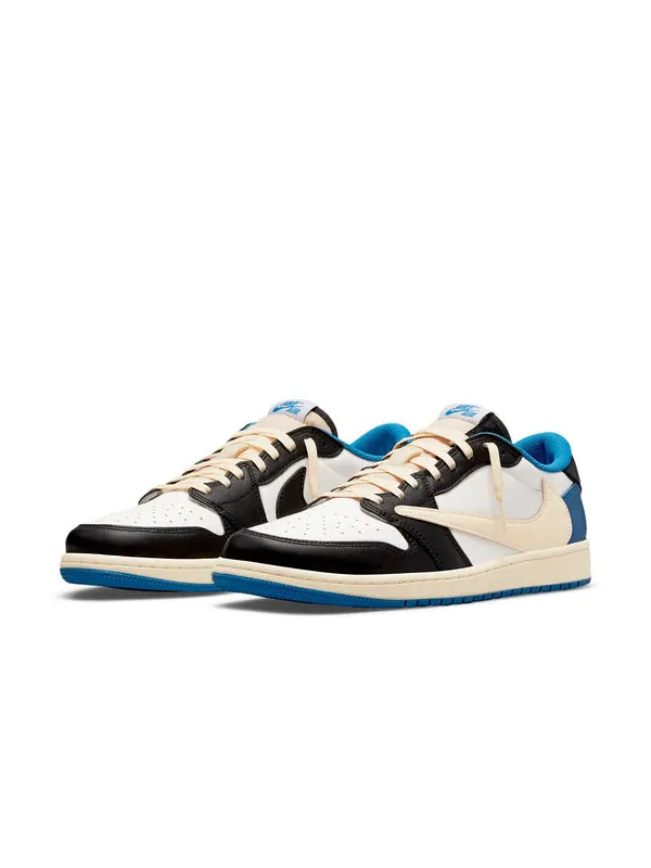 Кроссовки 1 retro low x fragment design x travis scott x 'sail black military blue' Air Jordan — изображение 3 из 4