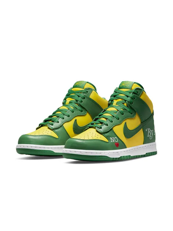 Кроссовки x supreme sb dunk высокие Nike — изображение 3 из 4, зеленый/желтый