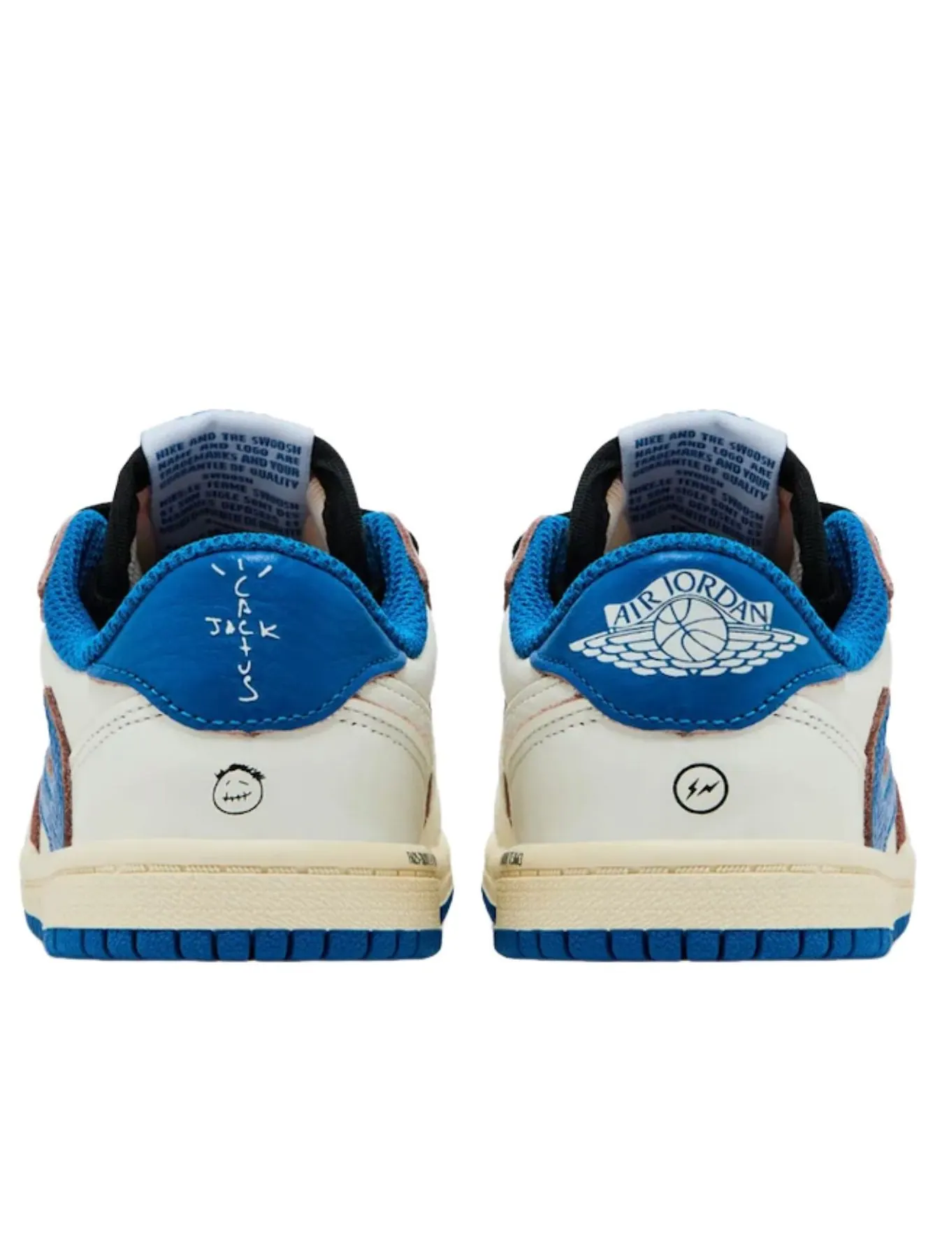 (TD) Air Jordan 1 Retro Low x Travis Scott x Fragment 'Sail Military Blue' — изображение 2 из 4, черный//синий