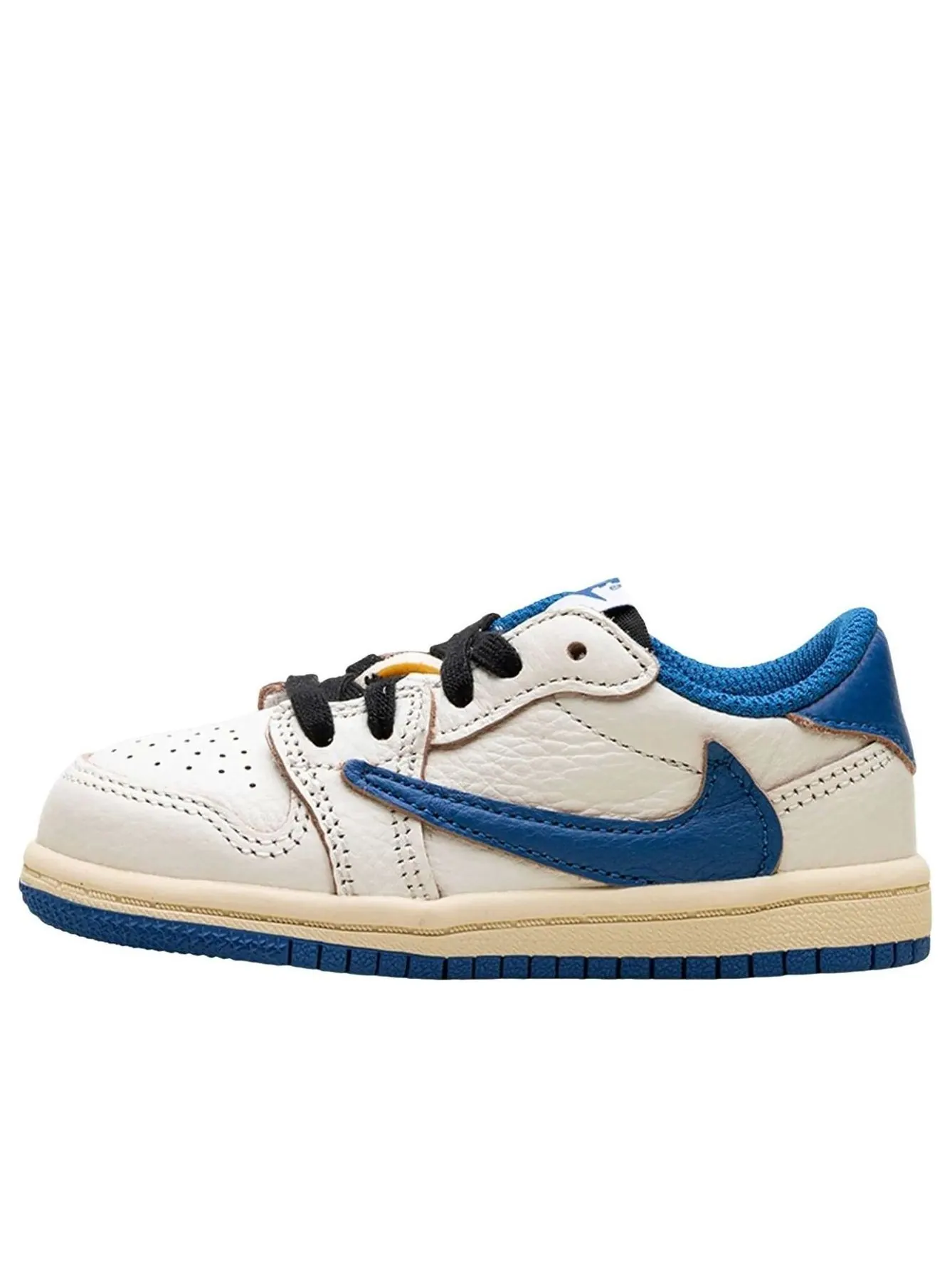 (PS) Air Jordan 1 Retro Low x Travis Scott x Fragment 'Sail Military Blue' — изображение 1 из 5, черный//синий