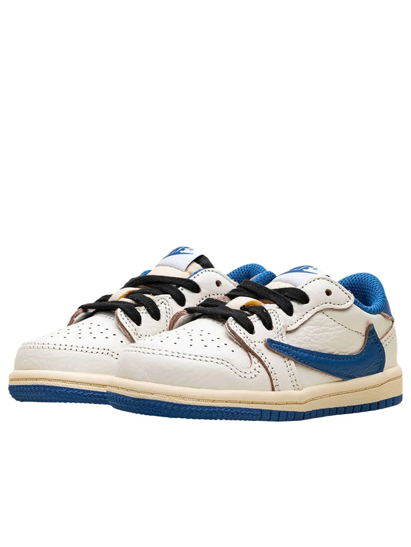 (PS) Air Jordan 1 Retro Low x Travis Scott x Fragment 'Sail Military Blue' — изображение 2 из 5, черный//синий