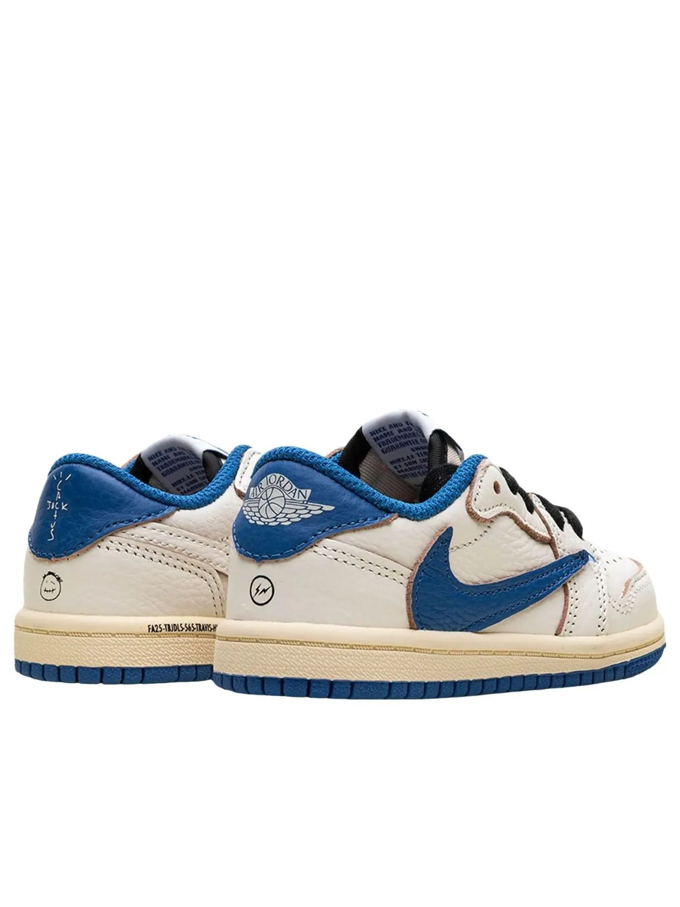 (PS) Air Jordan 1 Retro Low x Travis Scott x Fragment 'Sail Military Blue' — изображение 3 из 5, черный//синий