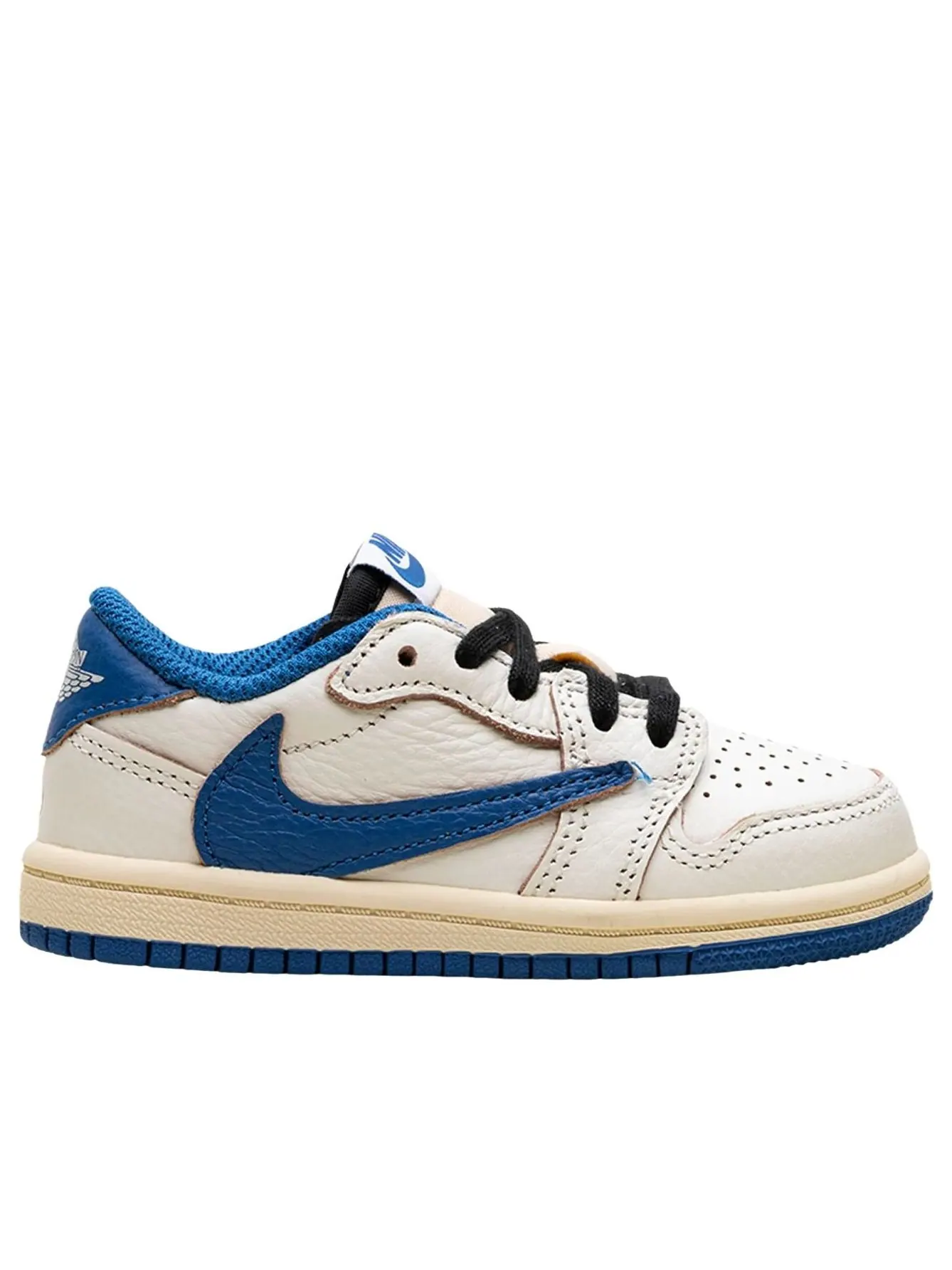 (PS) Air Jordan 1 Retro Low x Travis Scott x Fragment 'Sail Military Blue' — изображение 5 из 5, черный//синий