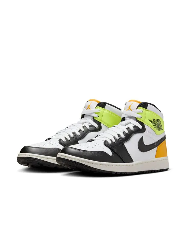 Кроссовки 1 высокие гольфы Air Jordan — изображение 2 из 4, белый/золотистый--черный