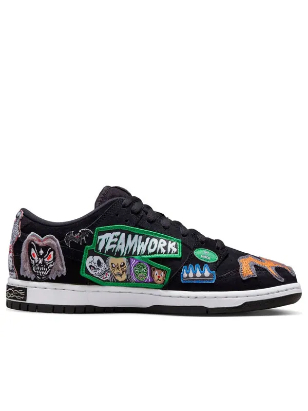 Кроссовки x neckface sb dunk low pro 'black' Nike — изображение 2 из 4, черный