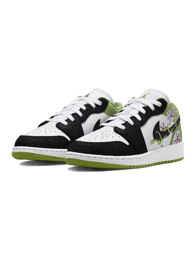 Кроссовки (GS) Air Jordan 1 Low SE 'Floral' — изображение 3 из 6, зеленый
