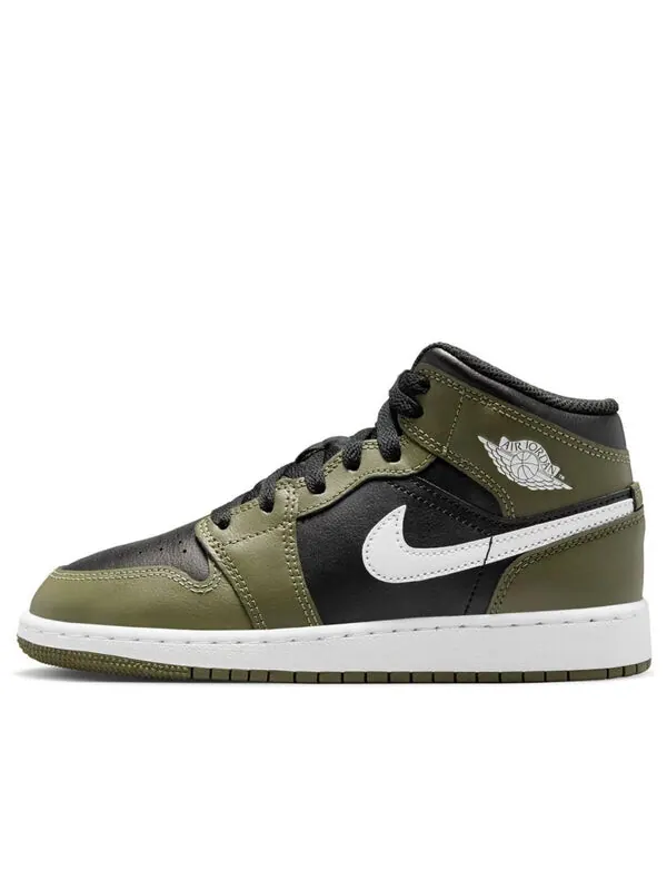 Кроссовки 1 mid 'black white olive' Air Jordan — изображение 1 из 4, черный/белый/оливковый