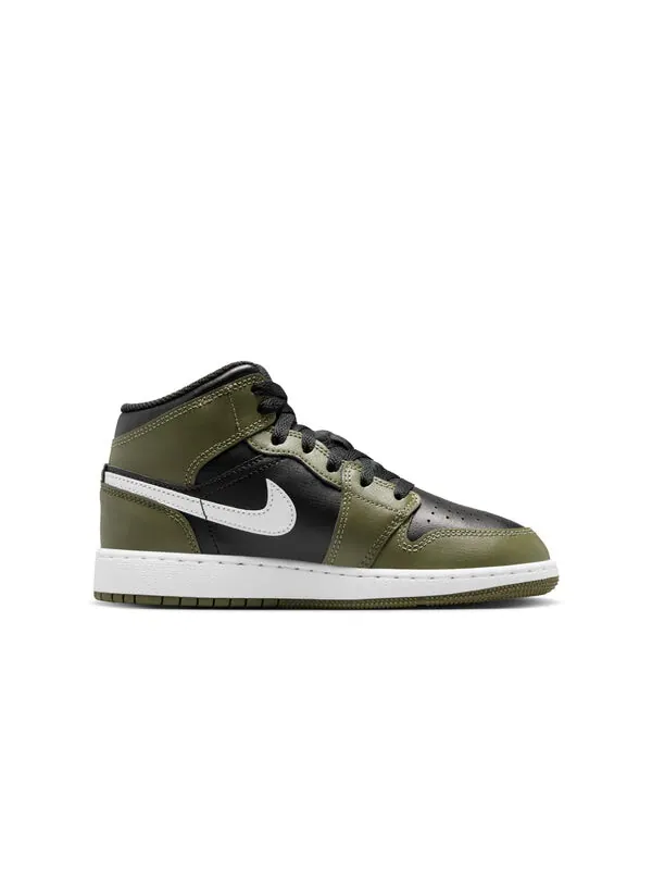 Кроссовки 1 mid 'black white olive' Air Jordan — изображение 2 из 4, черный/белый/оливковый