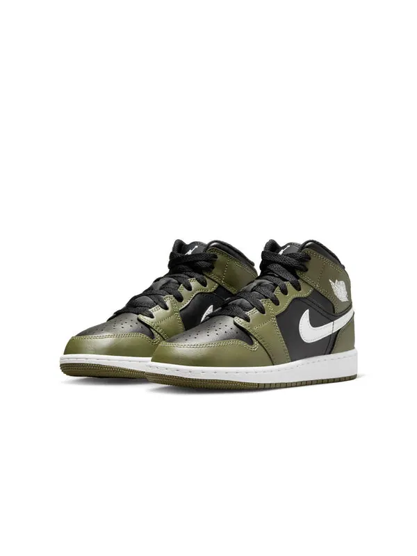 Кроссовки 1 mid 'black white olive' Air Jordan — изображение 3 из 4, черный/белый/оливковый