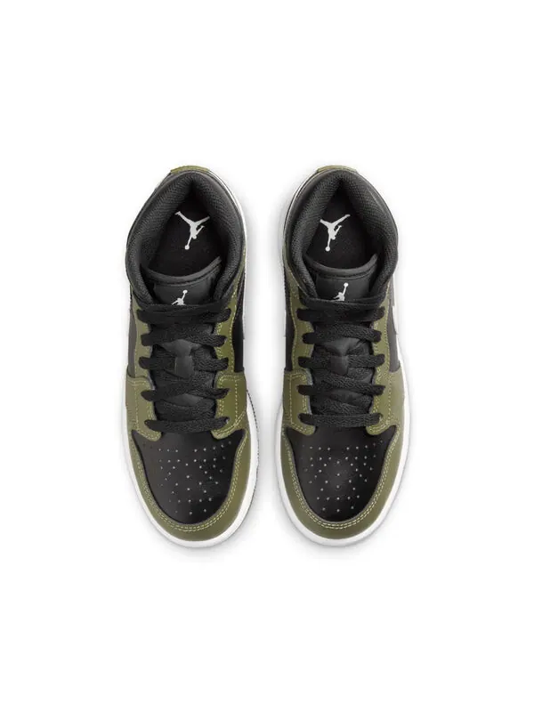 Кроссовки 1 mid 'black white olive' Air Jordan — изображение 4 из 4, черный/белый/оливковый